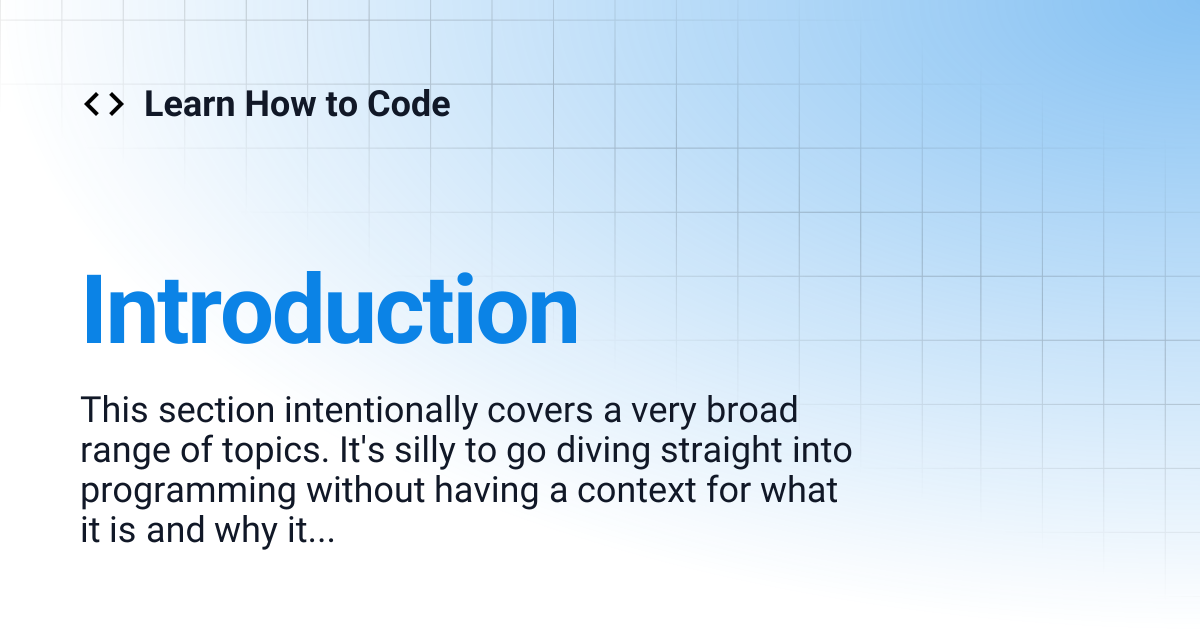 Introduction | Learn How to Code